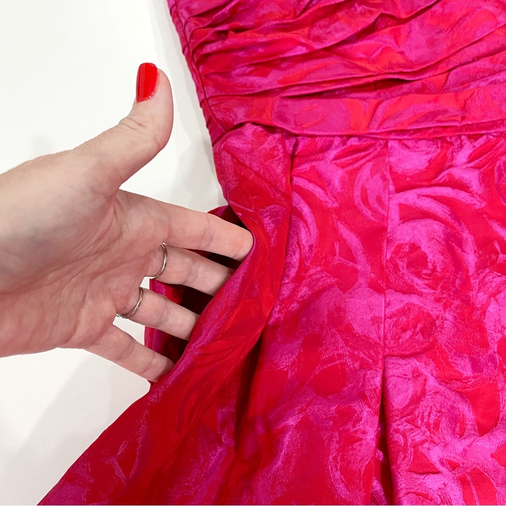 NWT THEIA Couture Cocktail Dress In Pink Red SIZE 6 $595 Style 881526 Barbiecore - Picture 13 of 14